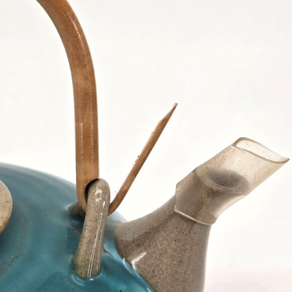 Handcrafted Ceramic Sake Teapot With Bamboo Handle & Drip Glaze Finish JE110 - Picture 3 of 10